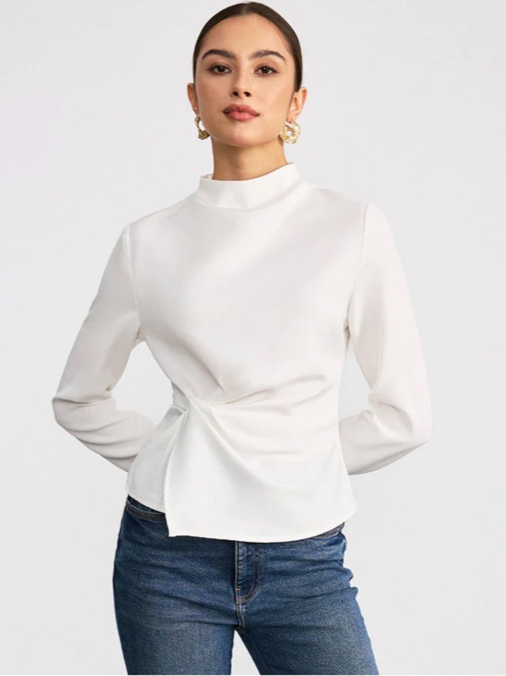 Commense twist mock neck top